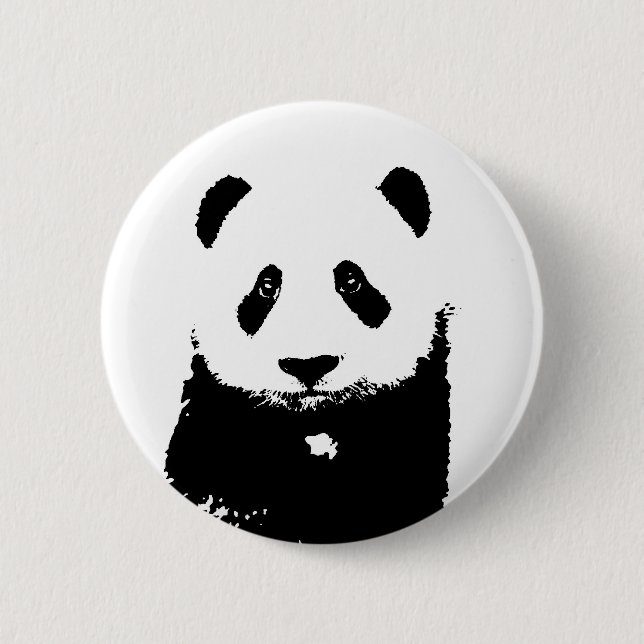 Badge Rond 5 Cm Panda noir et blanc (Devant)