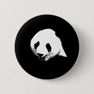 Badge Rond 5 Cm Panda noir et blanc
