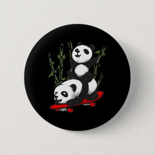 Badge Rond 5 Cm Panda ours planche à roulettes sauvage drôle Panda
