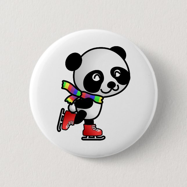 Badge Rond 5 Cm Panda patinage (Devant)