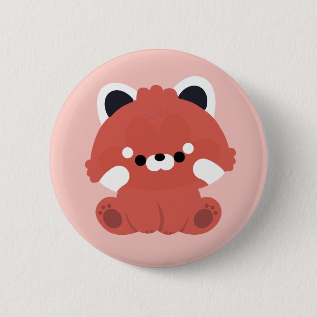 Badge Rond 5 Cm Panda rouge mignonne (Devant)