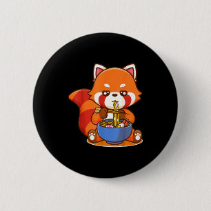 Badge Rond 5 Cm Panda roux mangeant de la soupe japonaise Ramen Zo
