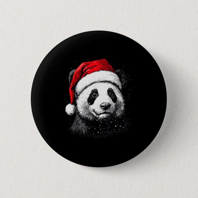 Badge Rond 5 Cm Panda Santa Hat Funny Panda Lovers Christmas Xmas  (Devant)