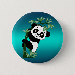 Badge Rond 5 Cm Panda sur le bambou