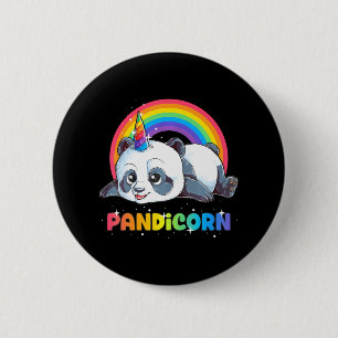 Badge Rond 5 Cm Panda Unicorn Pandicorn Girls Rainbow Pandacorn
