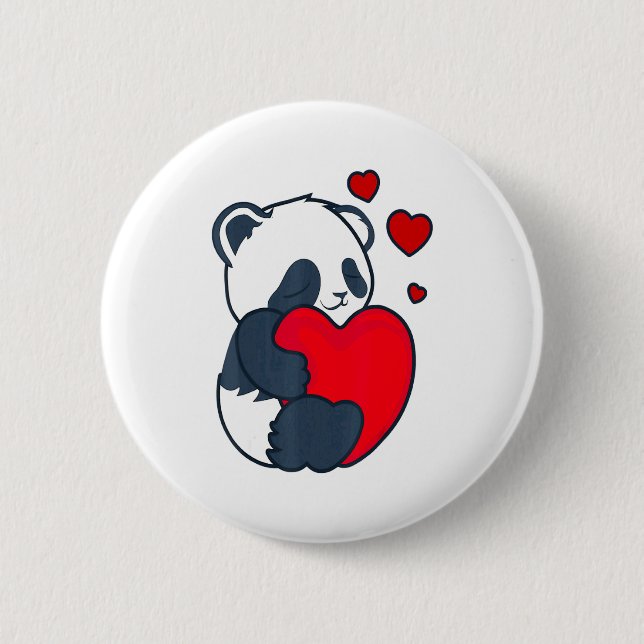 Badge Rond 5 Cm Panda Women Valentines Day Girlfriend Heart  (Devant)
