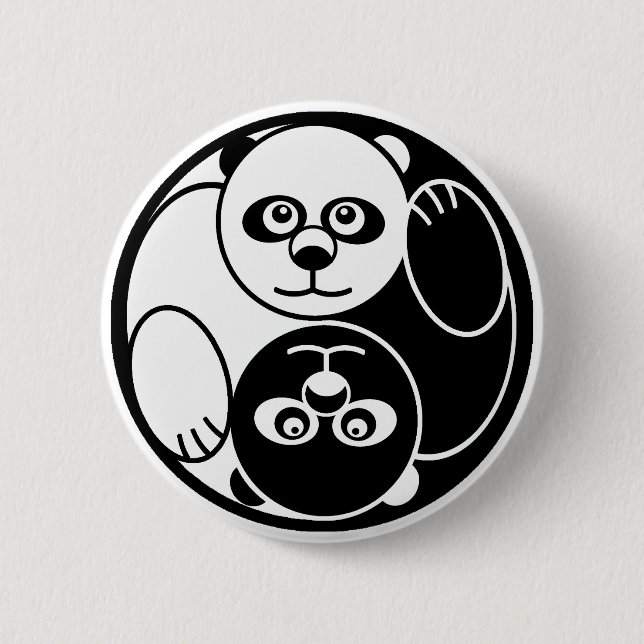 Badge Rond 5 Cm Panda Yin Yang (Devant)