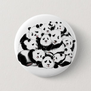 Badge Rond 5 Cm Pandas Button Family Panda