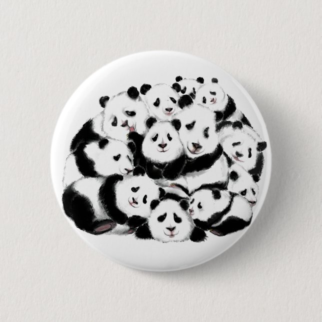 Badge Rond 5 Cm Pandas Button Family Panda (Devant)