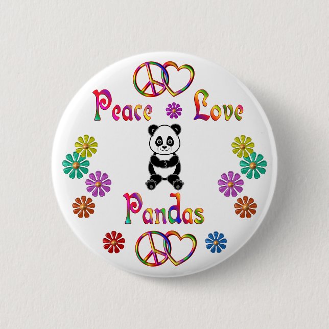 BADGE ROND 5 CM PANDAS D'AMOUR DE PAIX (Devant)