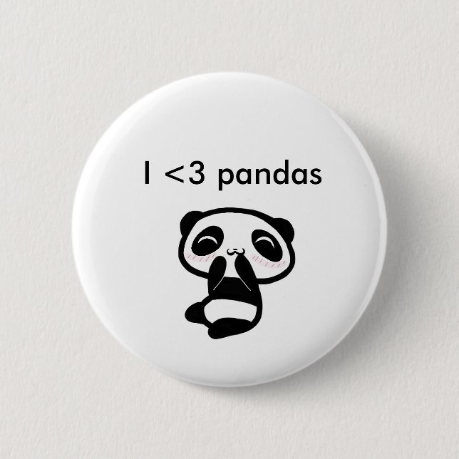 Badge Rond 5 Cm Pandas I <3 (Devant)
