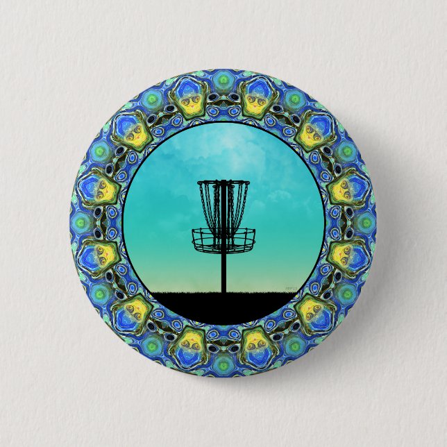 Badge Rond 5 Cm Panier Abstrait Disk Golf 5 (Devant)