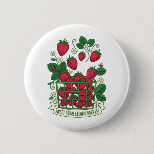 Badge Rond 5 Cm Panier de fraises sucrées aux fruits rouges
