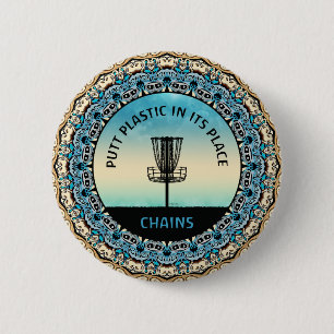 Badge Rond 5 Cm Panier de golf sur disque