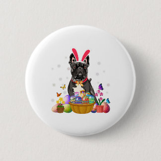 Badge Rond 5 Cm Panier d'oeufs de Pâques pour chien-taureau frança