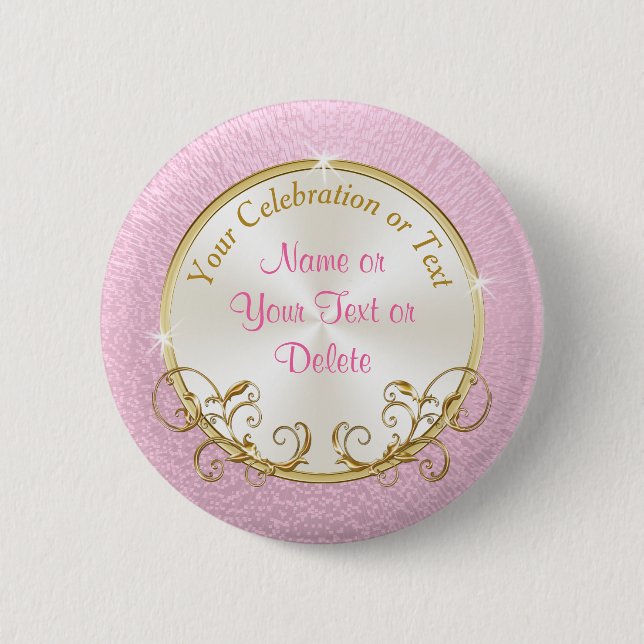 Badge Rond 5 Cm Paniers Baby showers personnalisés en rose et en o (Devant)