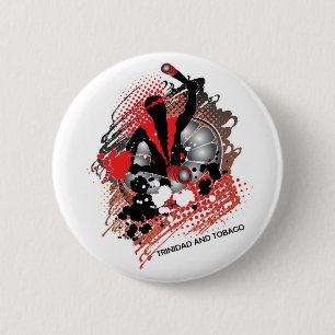 Badge Rond 5 Cm Panman de Carnaval Abstrait en rouge blanc et noir