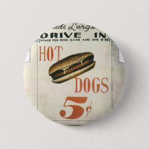 Badge Rond 5 Cm Panneau d'affichage vintage, plus grand drive-in a