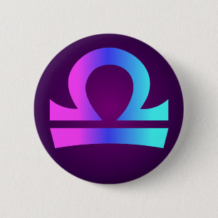 Badge Rond 5 Cm Panneau d'astrologie Libra bleu rose Aqua violet