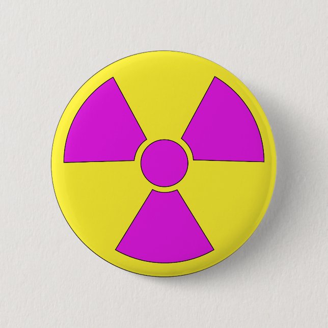 Badge Rond 5 Cm Panneau d'avertissement de rayonnement magenta et (Devant)