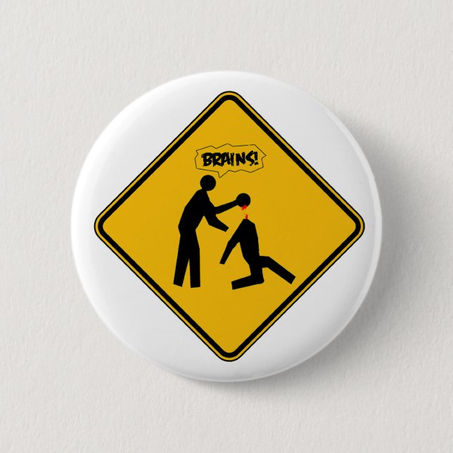 Badge Rond 5 Cm Panneau d'avertissement de zombi (Devant)