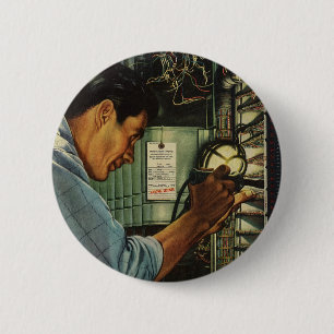 Badge Rond 5 Cm Panneau de disjoncteur électrique vintage