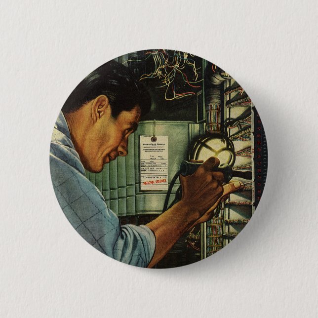 Badge Rond 5 Cm Panneau de disjoncteurs électrique d'affaires vint (Devant)