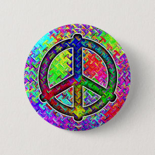 Badge Rond 5 Cm Panneau de paix - Distort Motif