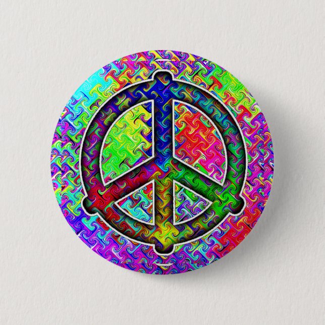Badge Rond 5 Cm Panneau de paix - Distort Motif (Devant)