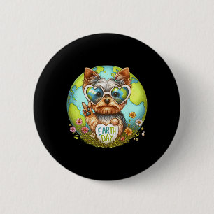 Badge Rond 5 Cm Panneau de Paix Main Yorkshire Terrier Enfants Hom