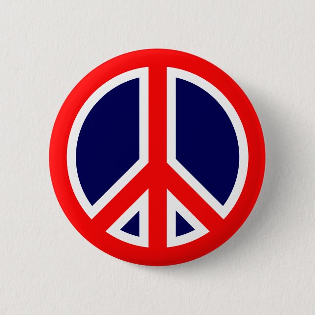 Badge Rond 5 Cm Panneau de paix rouge, blanc et bleu (Devant)