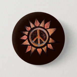 Badge Rond 5 Cm Panneau de Paix Sunshine Tranquille