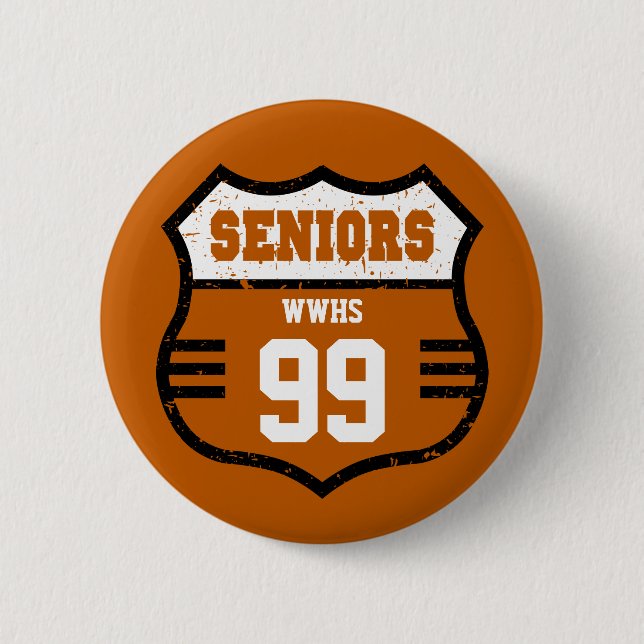Badge Rond 5 Cm Panneau de route Burange Distressed Seniors (Devant)
