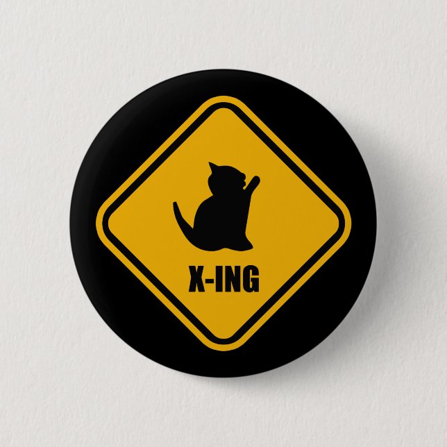 Badge Rond 5 Cm Panneau de rue Amoureux des chats de passage de Ki (Devant)