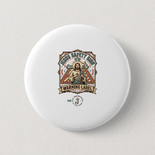 Badge Rond 5 Cm Panneau de sécurité Jésus Étiquette d'avertissemen