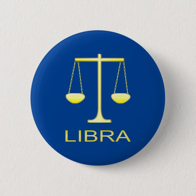 Badge Rond 5 Cm Panneau étoile Balance dorée de Libra (Devant)