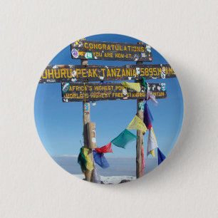 Badge Rond 5 Cm Panneau indicateur au sommet du Kilimanjaro kenya