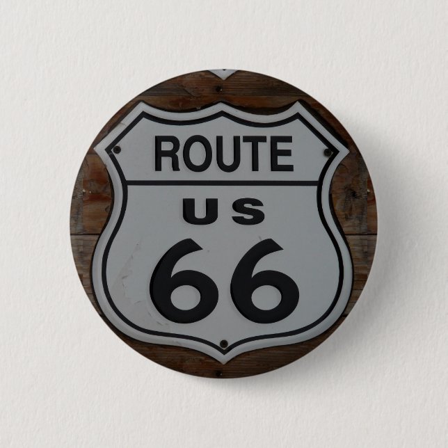 Badge Rond 5 Cm Panneau Route 66 rustique rétro (Devant)