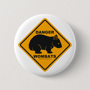 Badge Rond 5 Cm Panneau routier de danger de wombat