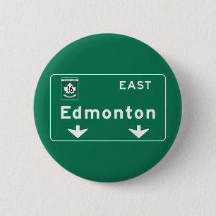 Badge Rond 5 Cm Panneau routier d'Edmonton, Canada