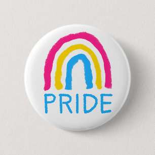 Badge Rond 5 Cm Pansexual Pan Pride Painted Crayon Rainbow