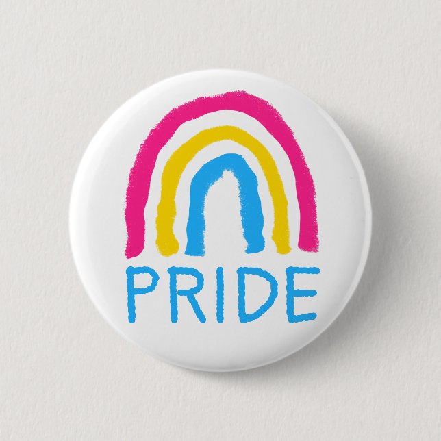 Badge Rond 5 Cm Pansexual Pan Pride Peint Crayon arc-en-ciel (Devant)