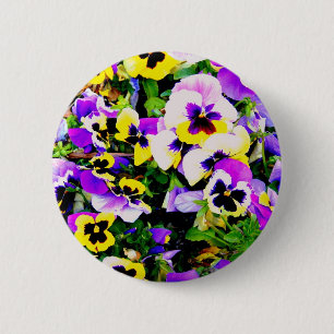 Badge Rond 5 Cm pansy flowers