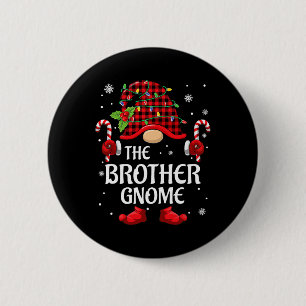 Badge Rond 5 Cm Pantalon de Noël assorti Gnome frère pour la famil