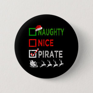 Badge Rond 5 Cm Pantalon de pyjama de Noël Pirate Mauvais Bon Drôl