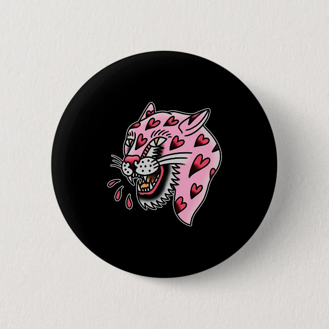 Badge Rond 5 Cm Panther Nk X Heart Love Traditional Premium Tri-bl (Devant)