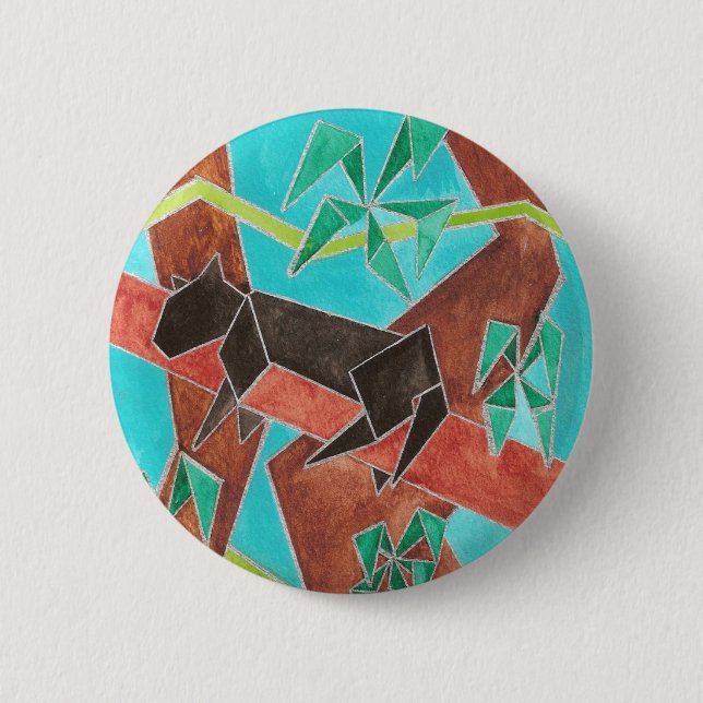 Badge Rond 5 Cm Panthère de la jungle Art abstrait original (Devant)