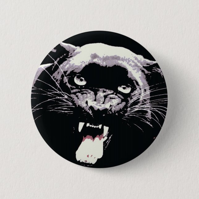 Badge Rond 5 Cm Panthère noire Jaguar (Devant)