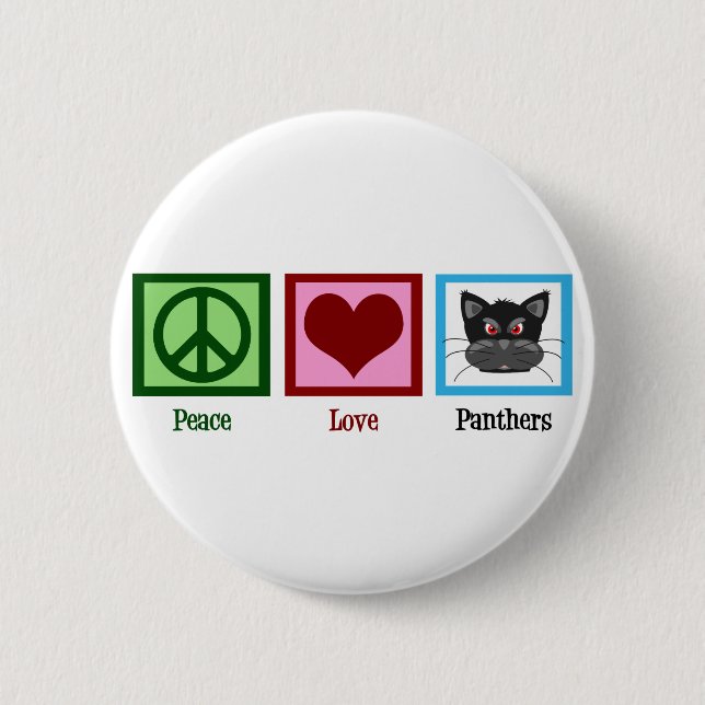 Badge Rond 5 Cm Panthers Peace Love (Devant)