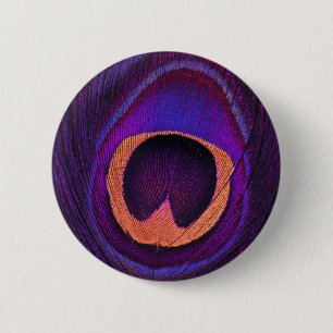 Badge Rond 5 Cm Paon au néon